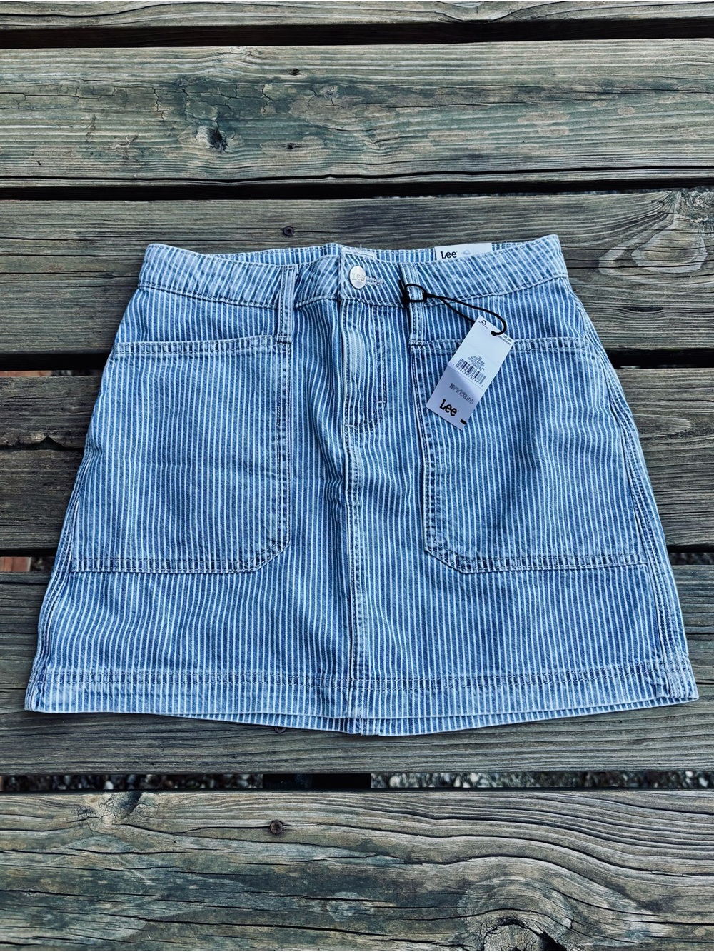 Lee Mini Skirt Denim Stripe Pockets New Size 25 or XS